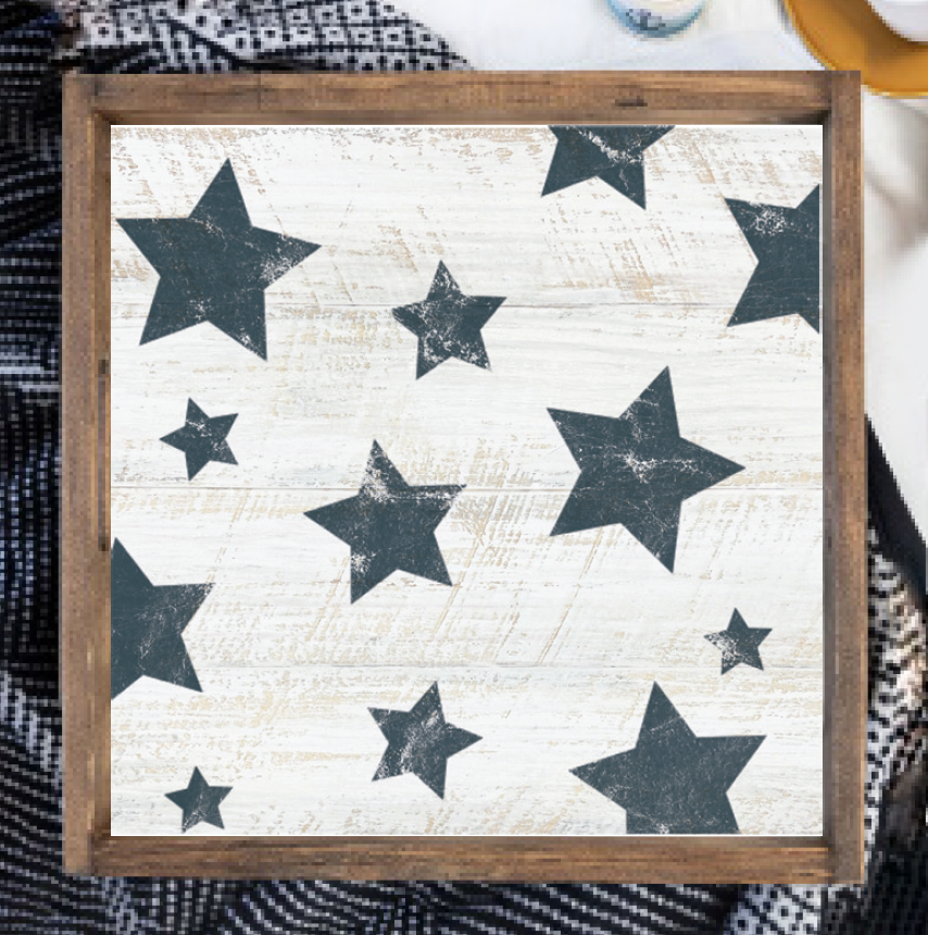 Rustic Stars Wooden Serving Tray