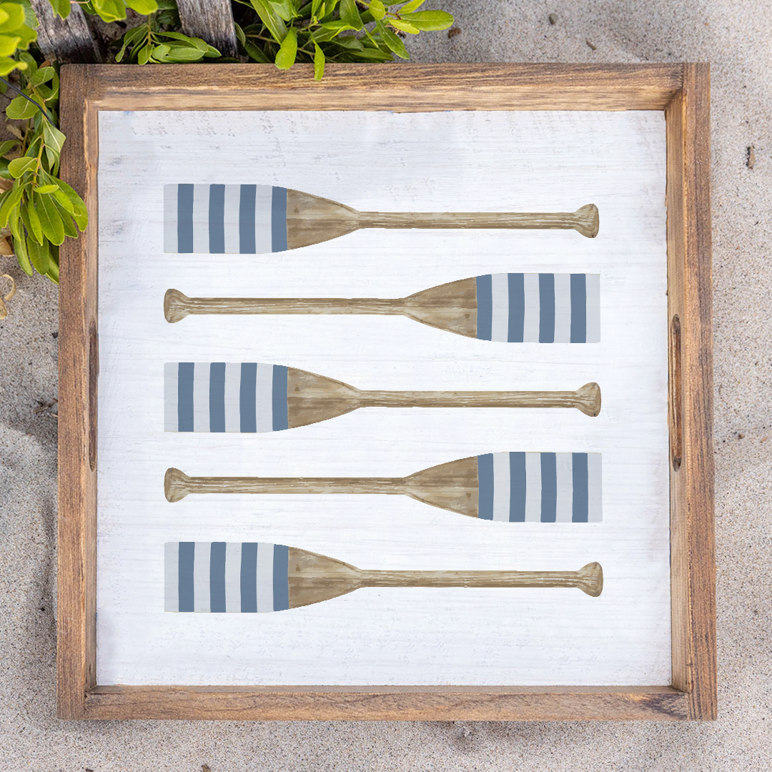 Striped Oars Wooden Serving Tray