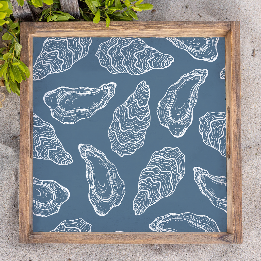 Repeating Oysters Wooden Serving Tray