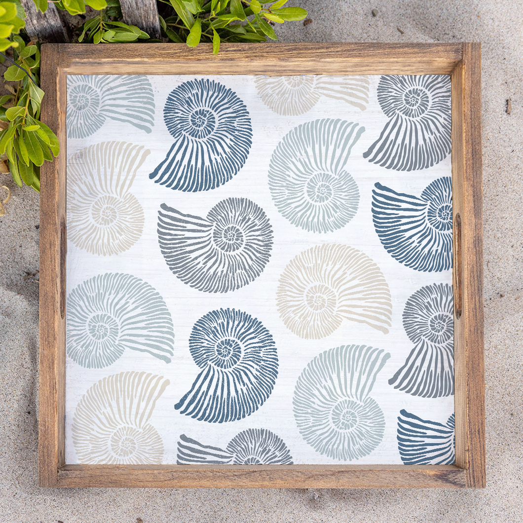 Repeating Shells Wooden Serving Tray