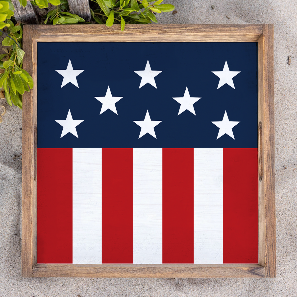 Rustic Flag Wooden Serving Tray