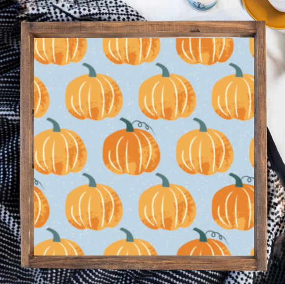 Repeating Pumpkins Wooden Serving Tray