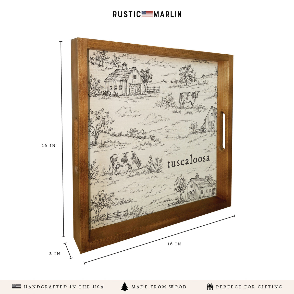 Farm Sketch Personalized Serving Tray