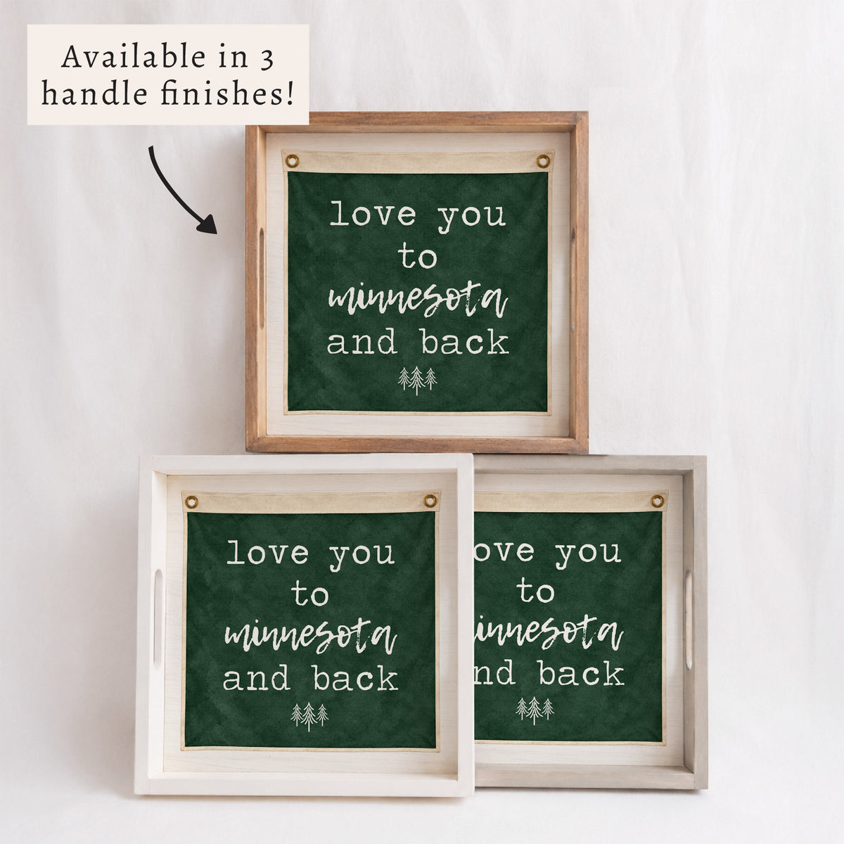 Love You To Personalized Green Vintage Flag Serving Tray
