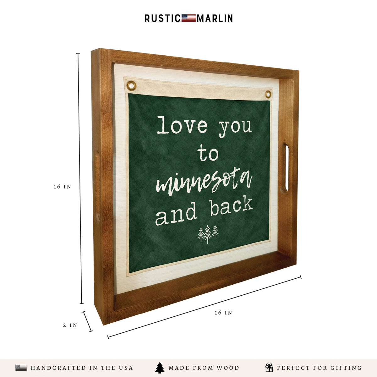 Love You To Personalized Green Vintage Flag Serving Tray