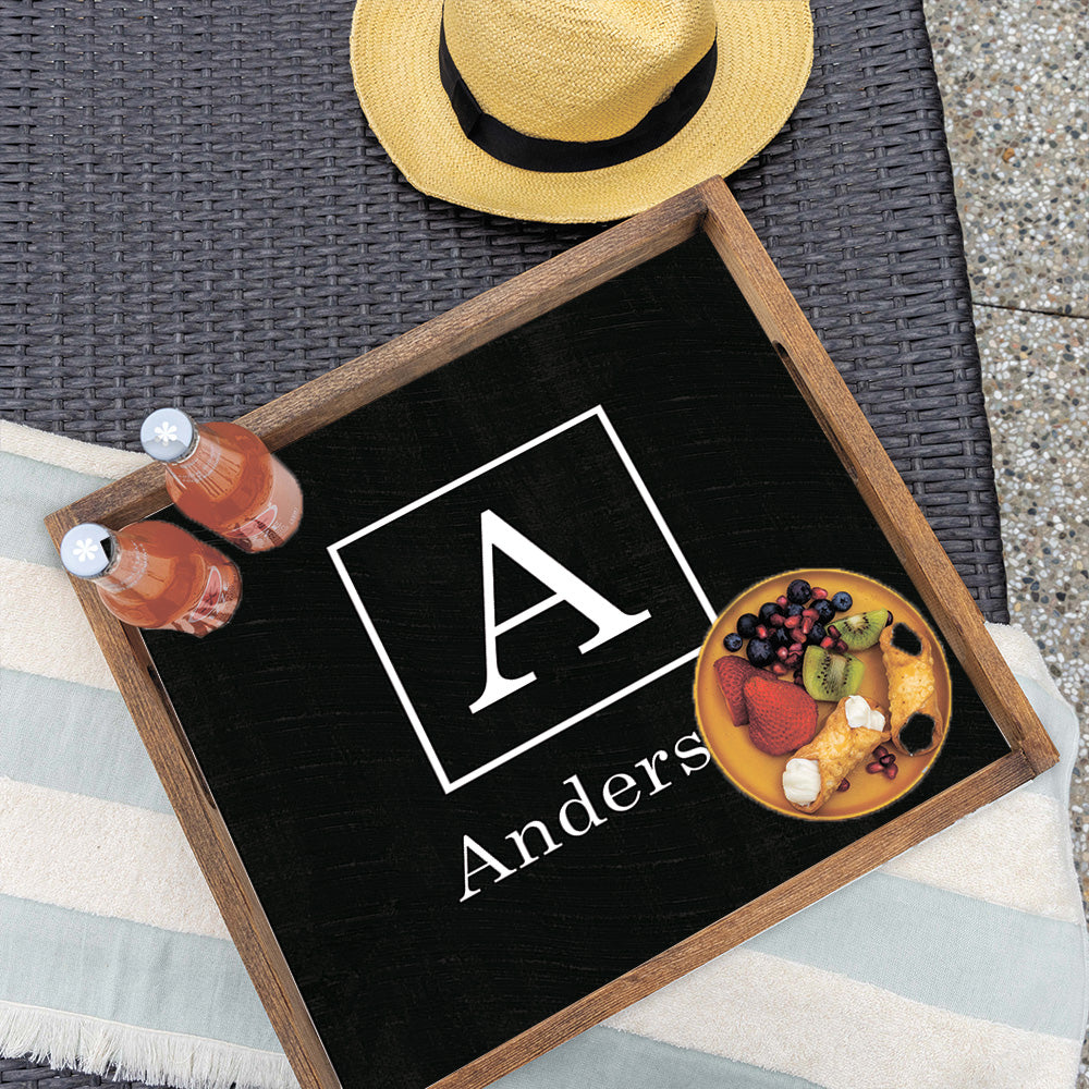 Initial Family Name Personalized Wooden Serving Tray