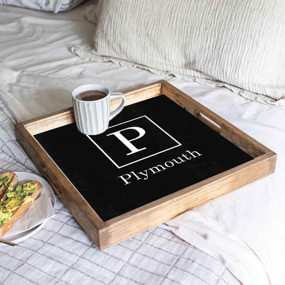Initial Family Name Personalized Wooden Serving Tray