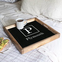 Initial Family Name Personalized Wooden Serving Tray