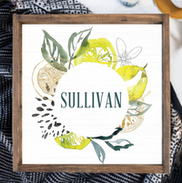 Citrus Wreath Personalized Wooden Serving Tray