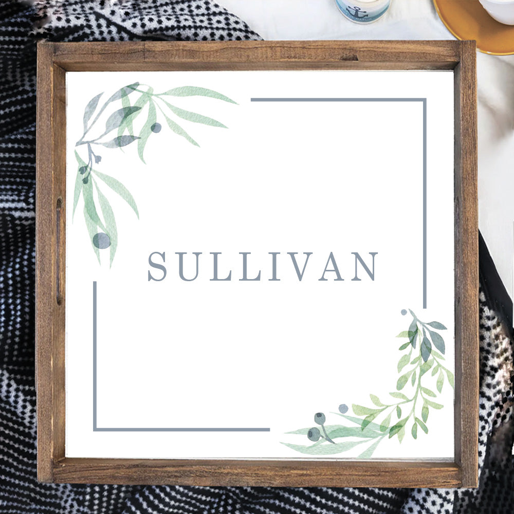 Personalized Greenery Wooden Serving Tray