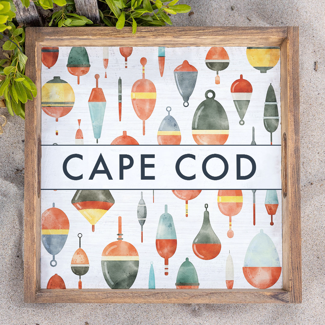 Personalized Watercolor Buoy Wooden Serving Tray