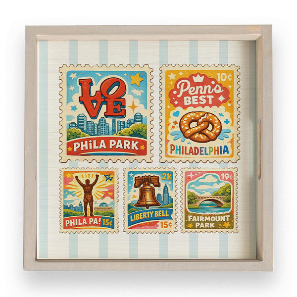 Philly Landmark Stamps Square Tray