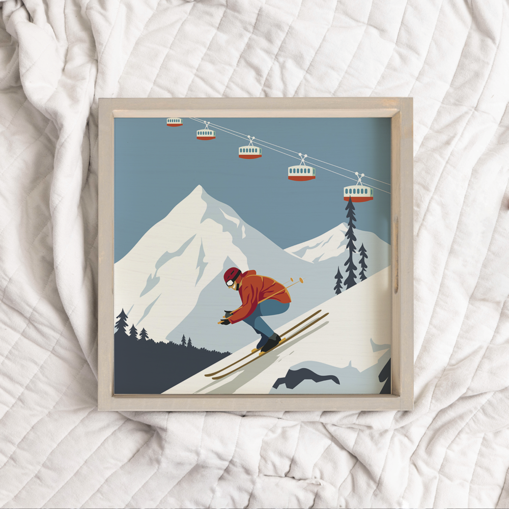 Bluebird Ski Day Wooden Serving Tray