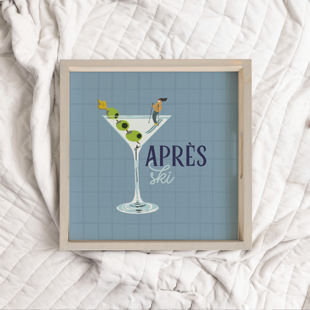 Apres Ski Martini Wooden Serving Tray