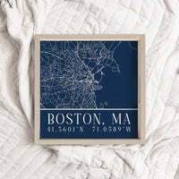 Navy Blue Boston City Grid Coordinates