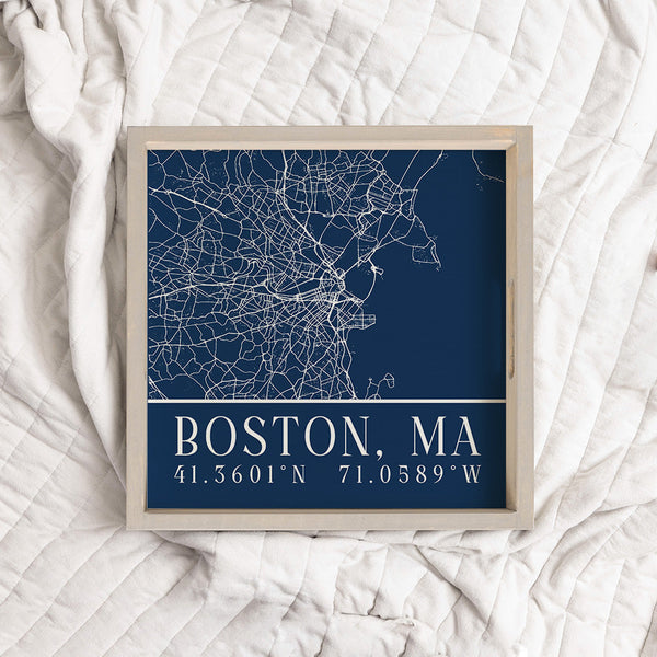 Navy Blue Boston City Grid Coordinates