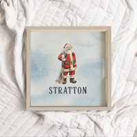 Personalized Vintage Ski Santa Wooden Serving Tray