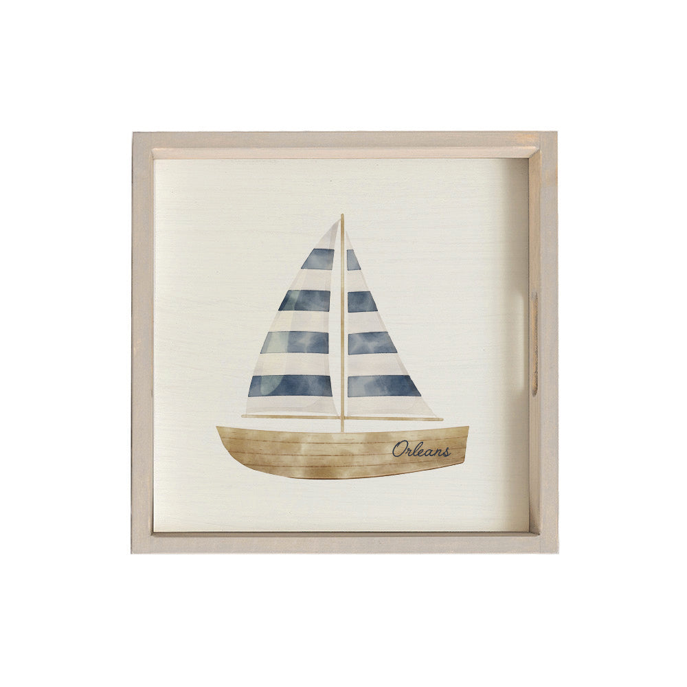 Watercolor Sailboat Personalized Serving Tray