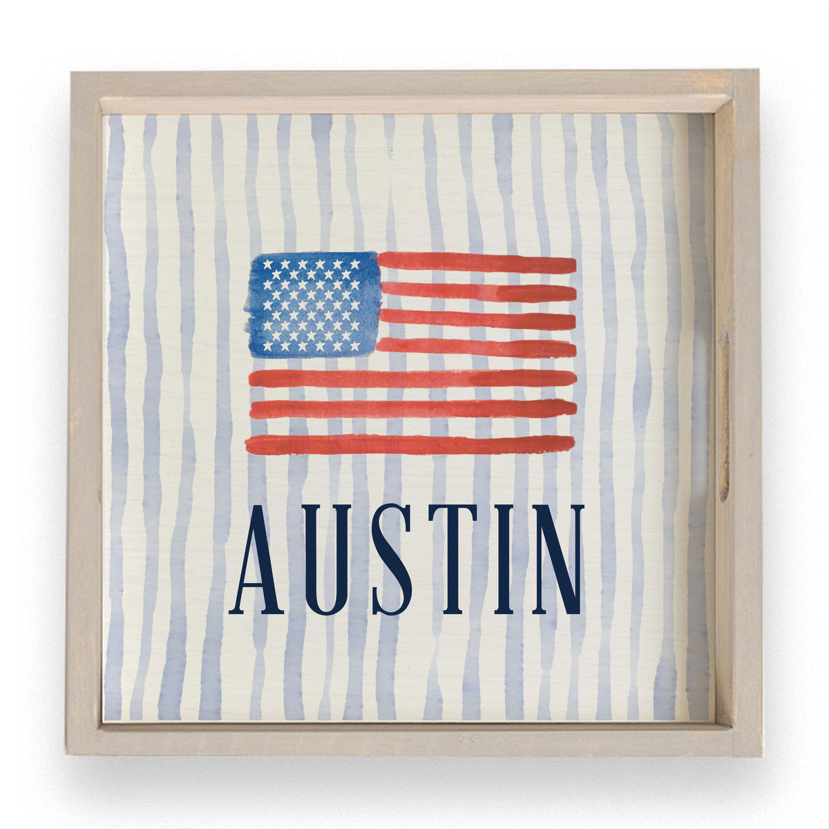 American Flag Watercolor Personalized Serving Tray