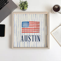American Flag Watercolor Personalized Serving Tray