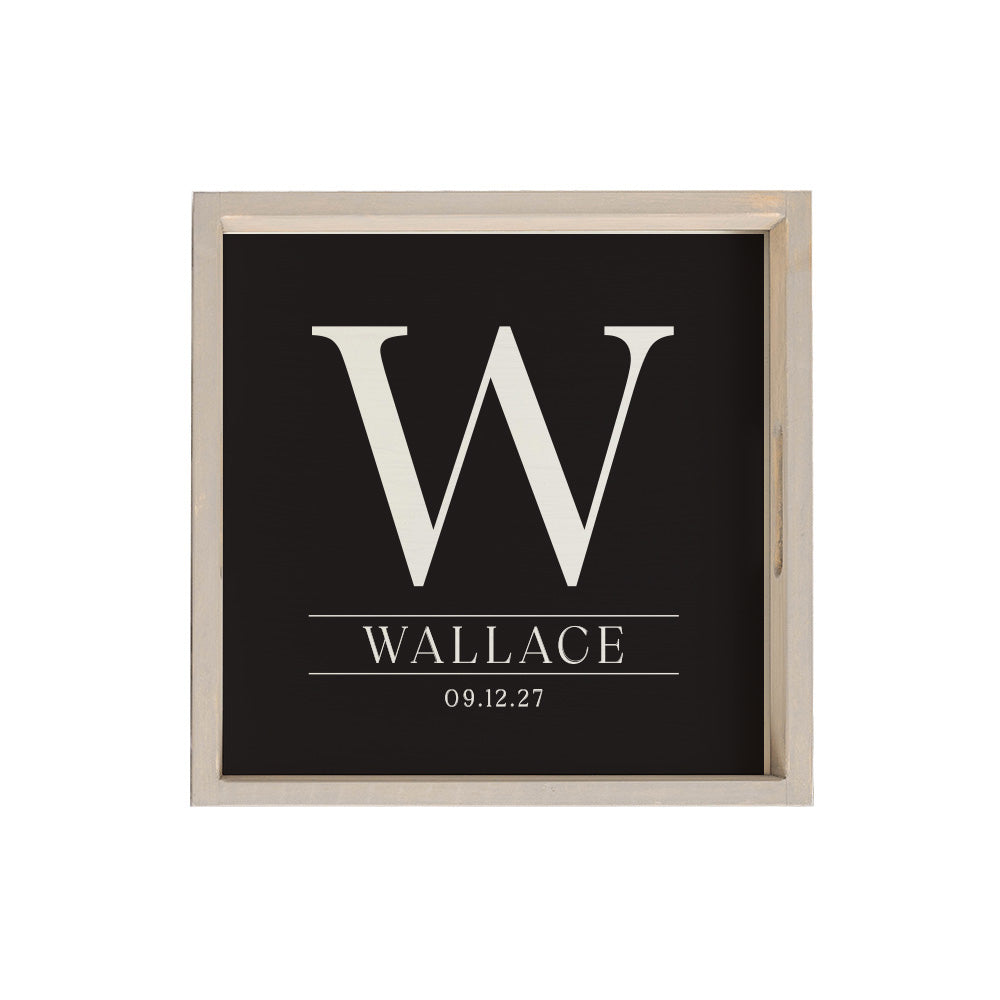 Initial Black Personalized Serving Tray