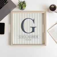Initial Striped Personalized Serving Tray