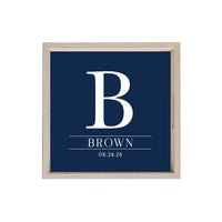 Custom Initial Navy Personalized Wooden Serving Tray