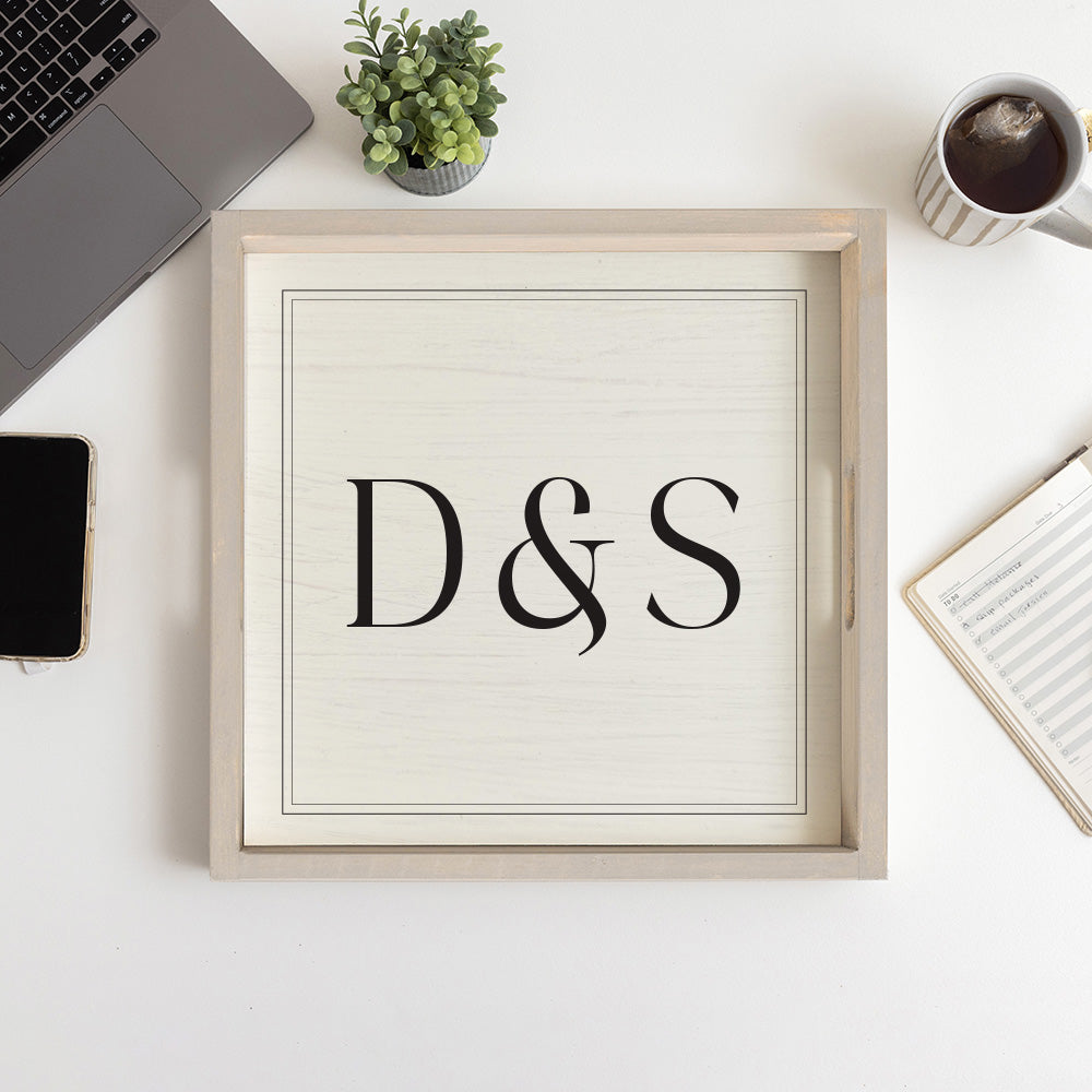 Initials Square Personalized Serving Tray