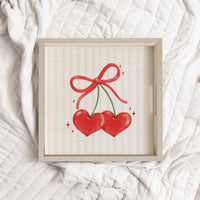 Bow Cherry Hearts Wooden Serving Tray