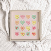 Conversation Hearts Wooden Serving Tray