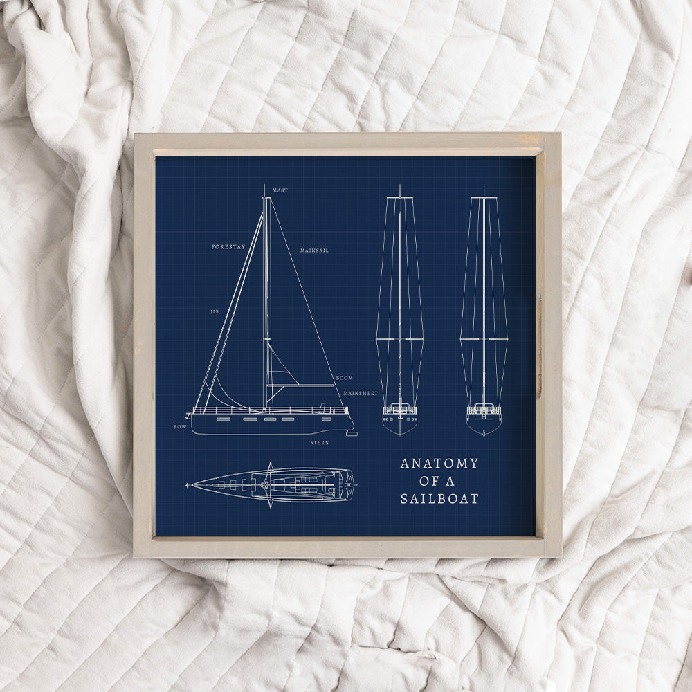 Sailboat Anatomy Wooden Serving Tray