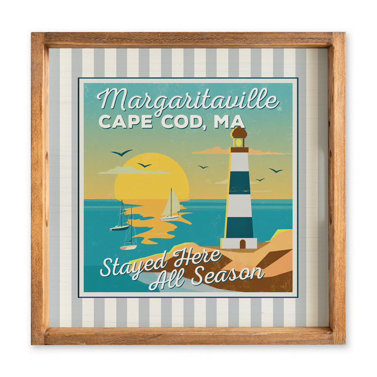 *Cape Cod Stayed Here All Season Stripes Serving Tray