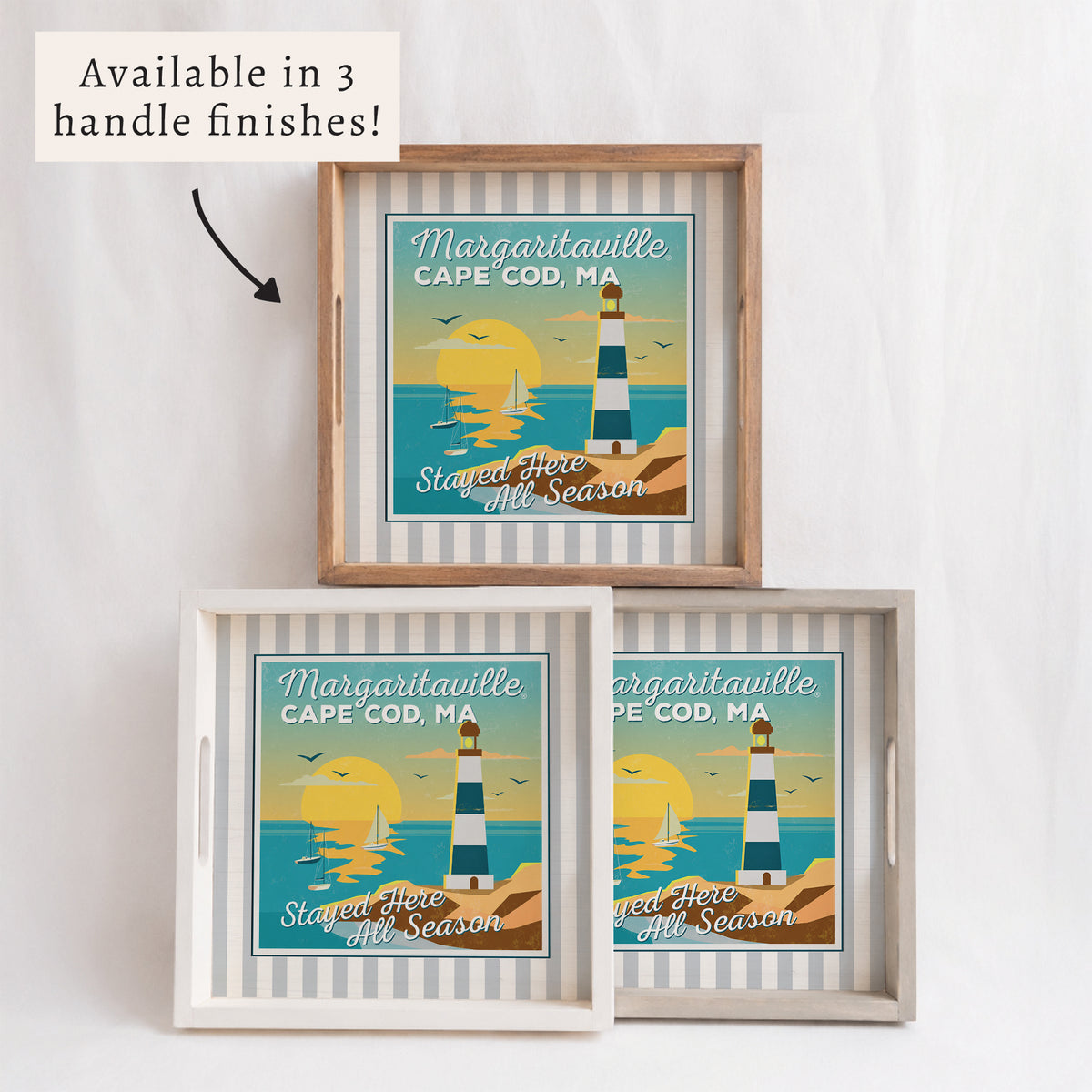 *Cape Cod Stayed Here All Season Stripes Serving Tray