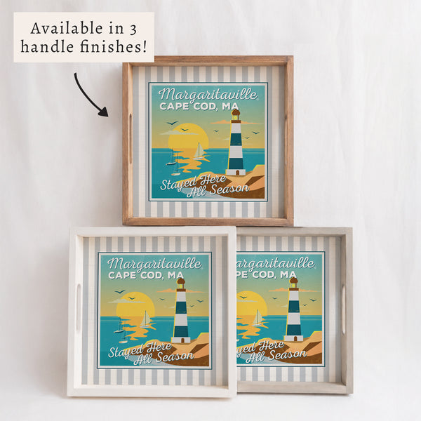 *Cape Cod Stayed Here All Season Stripes Serving Tray