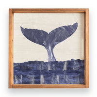 Indigo Whale Tail Wooden Serving Tray