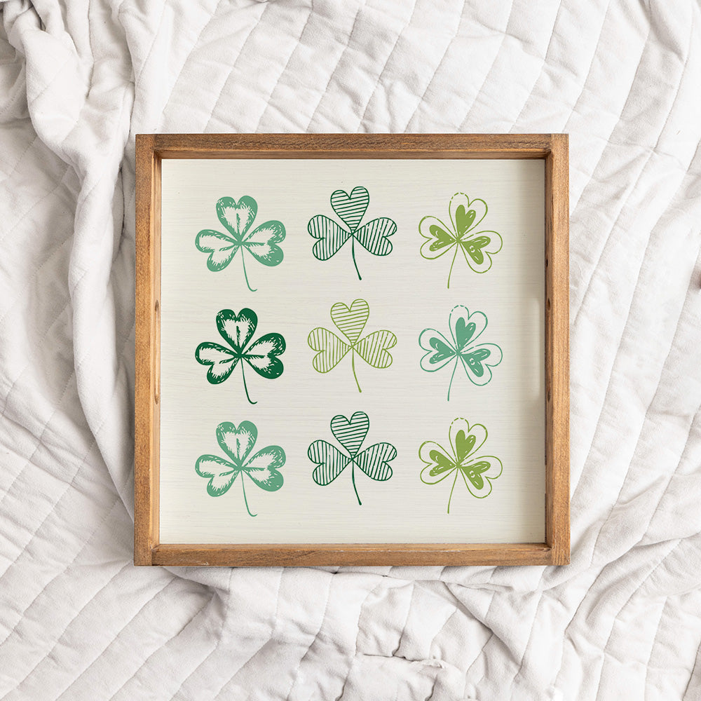 Repeating Shamrocks Wooden Serving Tray