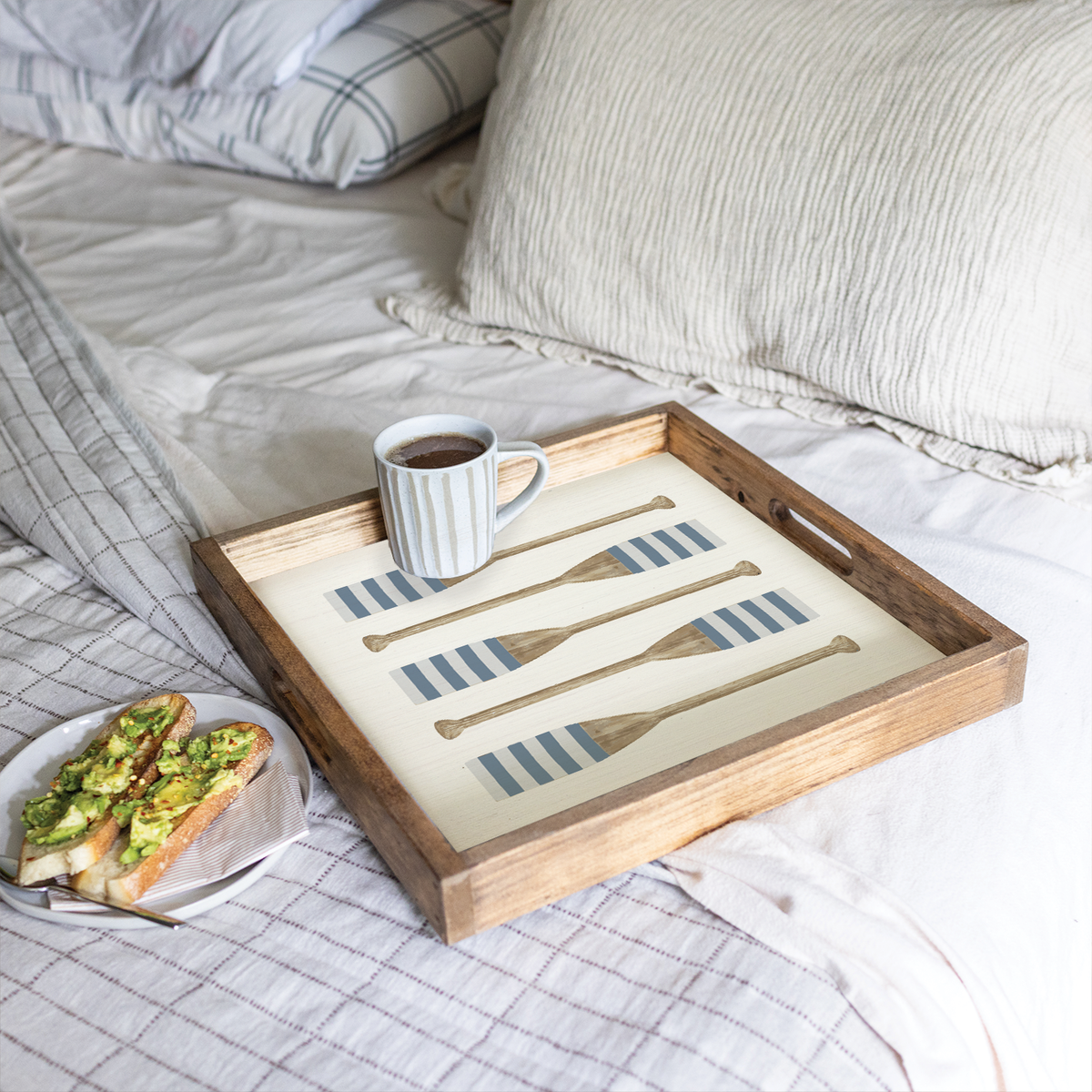 Striped Oars Wooden Serving Tray