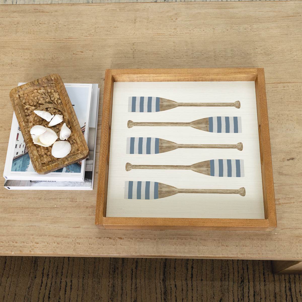 Striped Oars Wooden Serving Tray