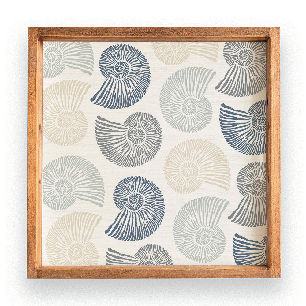 Repeating Shells Wooden Serving Tray