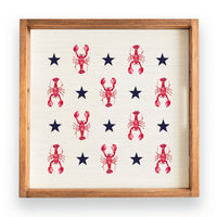 Red, White, and Blue Patriotic Lobster Wooden Serving Tray