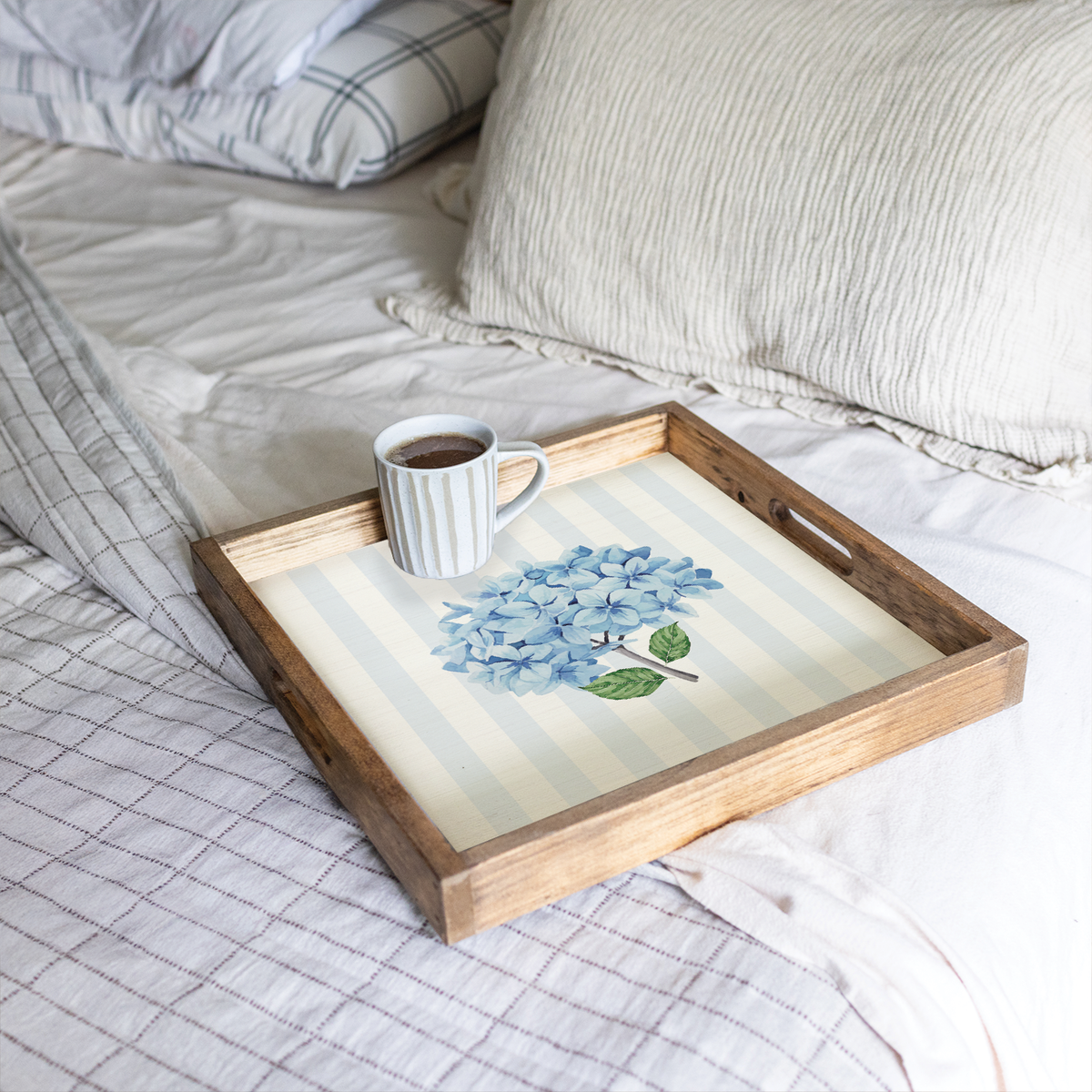 Endless Summer Hydrangea Rustic Marlin Wooden Serving Tray