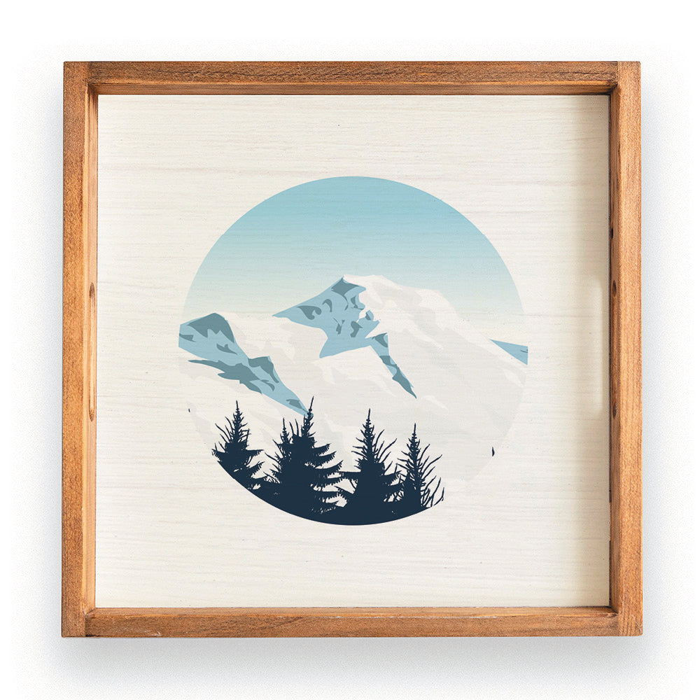 Scenic Mountain Top Wooden Serving Tray