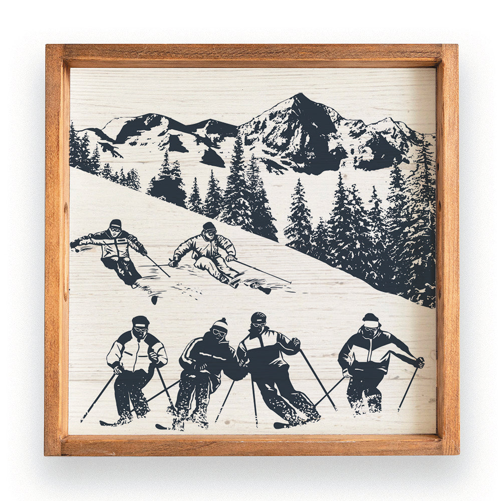Retro Ski Run Wooden Serving Tray