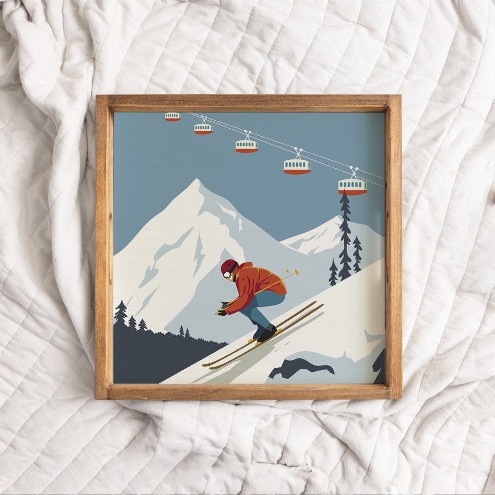 Bluebird Ski Day Wooden Serving Tray