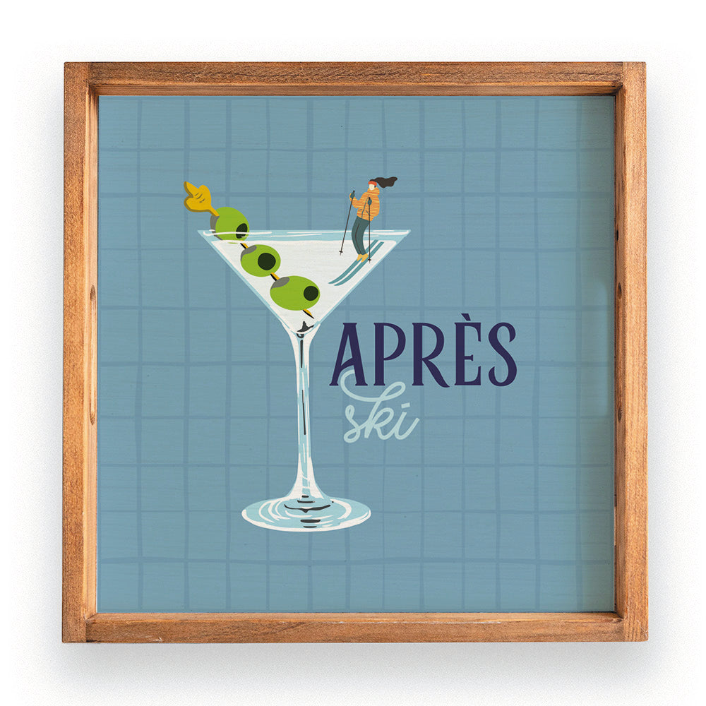 Apres Ski Martini Wooden Serving Tray