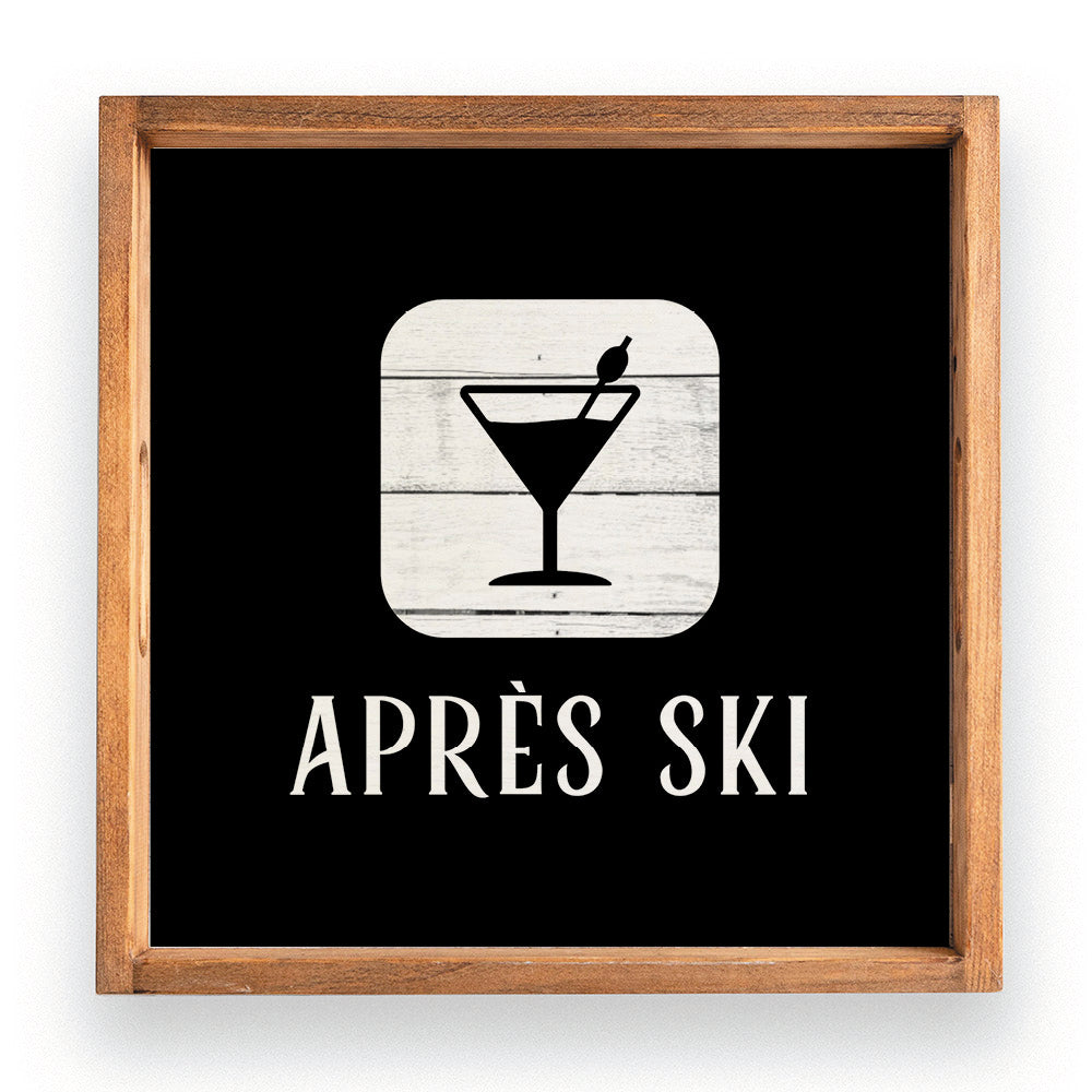 Black and White Apres Ski Martini Wooden Serving Tray