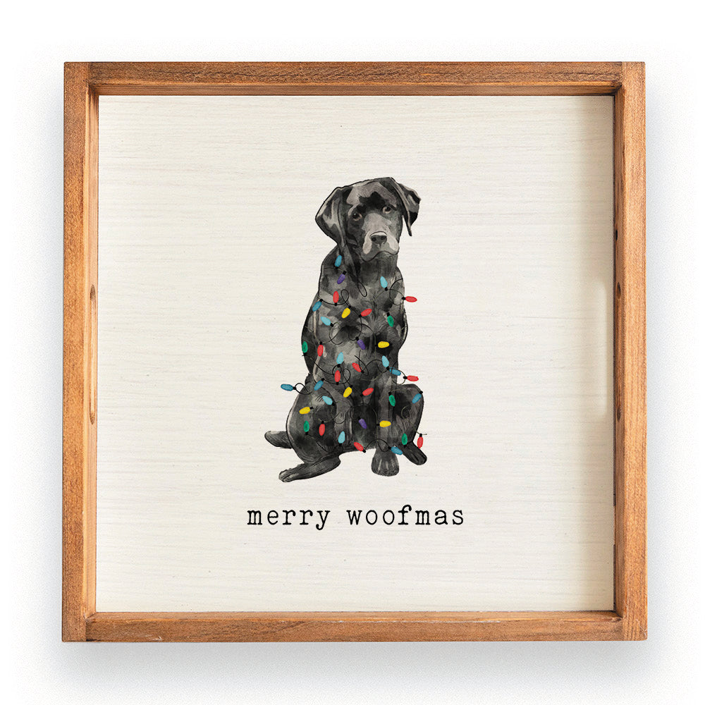 Merry Woofmas Black Lab Wooden Serving Tray