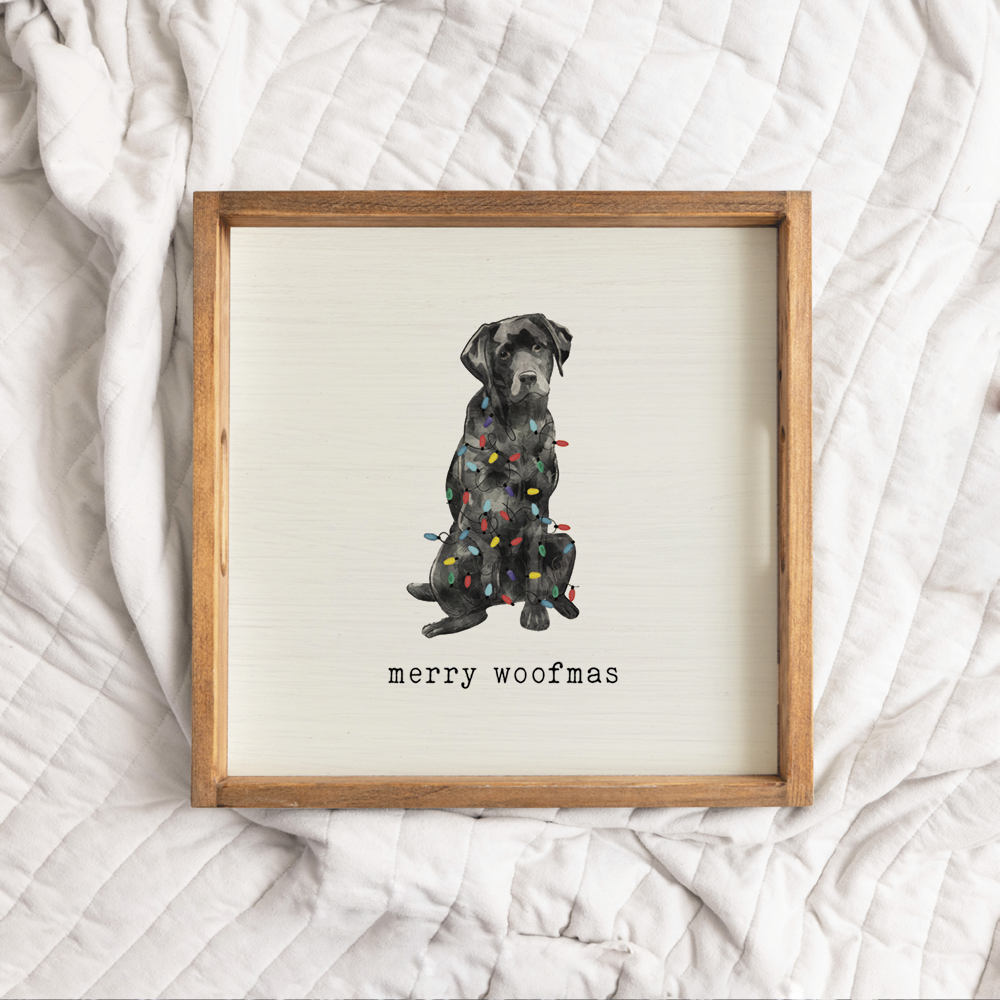 Merry Woofmas Black Lab Wooden Serving Tray