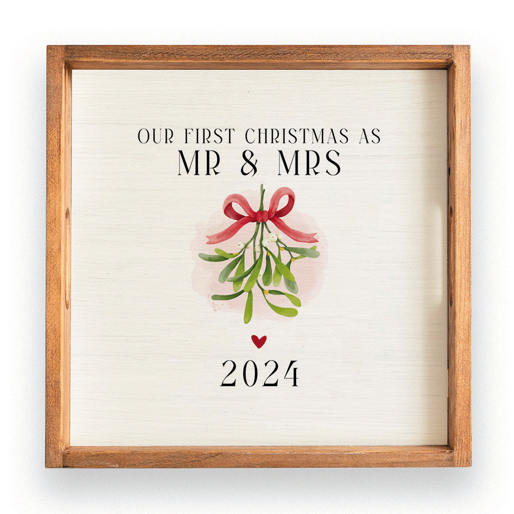 Our First Christmas as Mr & Mrs. Wooden Serving Tray