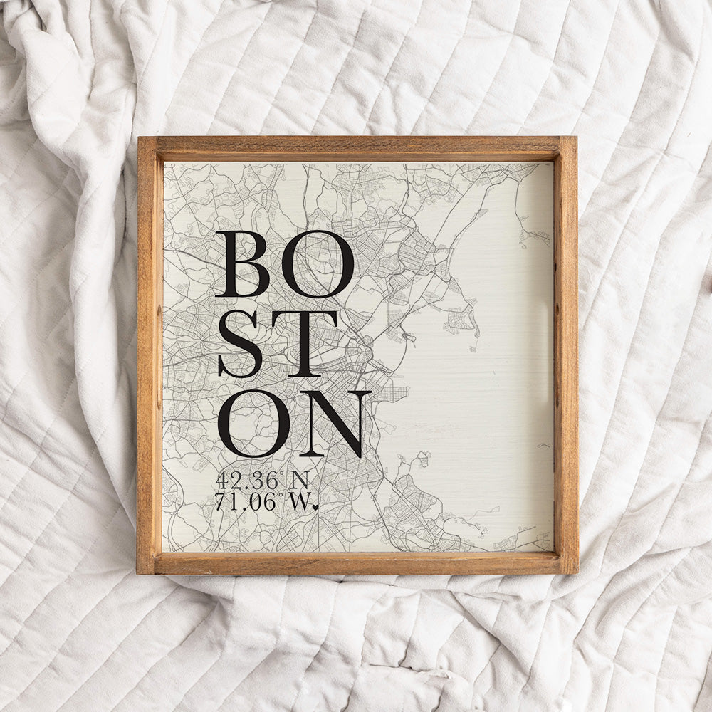 Black and White Boston City Grid